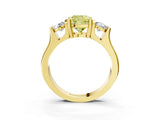 Yellow gold Three-Stone Fancy Yellow Cushion Cut Cut Classic Band Prong Setting Ring_3
