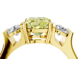 Yellow gold Three-Stone Fancy Yellow Cushion Cut Cut Classic Band Prong Setting Ring_4