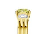 Yellow gold Three-Stone Fancy Yellow Cushion Cut Cut Classic Band Prong Setting Ring_5
