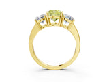 Yellow gold Three-Stone Fancy Yellow Cushion Cut Cut Diamond Engagement Ring with Flat Band and Four-Prong Setting_15