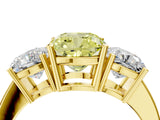 Yellow gold Three-Stone Fancy Yellow Cushion Cut Cut Diamond Engagement Ring with Flat Band and Four-Prong Setting_16