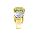 Yellow gold Three-Stone Fancy Yellow Cushion Cut Cut Diamond Engagement Ring with Flat Band and Four-Prong Setting_17