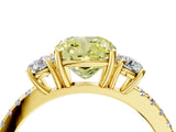 Yellow gold Three-Stone Fancy Yellow Cushion Cut Cut Diamond Pavé Band with Prong Setting_19
