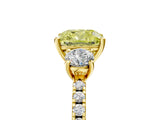 Yellow gold Three-Stone Fancy Yellow Cushion Cut Cut Diamond Pavé Band with Prong Setting_20