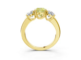 Yellow gold Three-Stone Fancy Yellow Cushion Cut Cut Diamond Ring with Channel Set Band and Four-Prong Setting_27