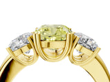 Yellow gold Three-Stone Fancy Yellow Cushion Cut Cut Diamond Ring with Channel Set Band and Four-Prong Setting_28