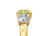 Yellow gold Three-Stone Fancy Yellow Cushion Cut Cut Diamond Ring with Channel Set Band and Four-Prong Setting_29