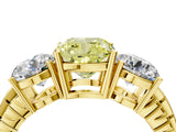 Yellow gold Three-Stone Fancy Yellow Cushion Cut Cut Diamond Ring with Channel-Set Band and Prong Setting_4