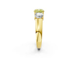 Yellow gold Three-Stone Fancy Yellow Cushion Cut Cut Diamond Ring with Prong Setting and Classic Band_2