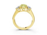 Yellow gold Three-Stone Fancy Yellow Cushion Cut Cut Diamond Ring with Prong Setting and Classic Band_3