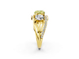 Yellow gold Three-Stone Fancy Yellow Cushion Cut Cut Diamond Split Shank Prong Set Ring_2