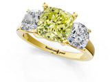 Yellow gold Three-Stone Fancy Yellow Cushion Cut Cut Solitaire Ring with Classic Prong Setting_1