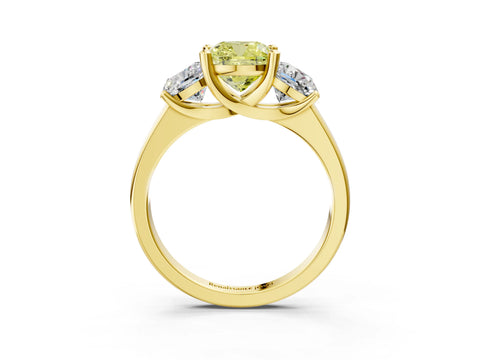 Yellow gold Three-Stone Fancy Yellow Cushion Cut Cut Solitaire Ring with Classic Prong Setting_3