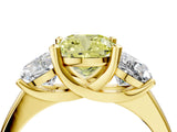 Yellow gold Three-Stone Fancy Yellow Cushion Cut Cut Solitaire Ring with Classic Prong Setting_4