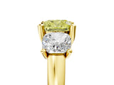 Yellow gold Three-Stone Fancy Yellow Cushion Cut Cut Solitaire Ring with Classic Prong Setting_5