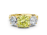 Yellow gold Three-Stone Fancy Yellow Cushion Cut Diamond Braided Band Ring with Four-Prong Setting_37