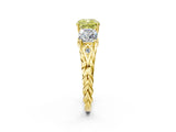 Yellow gold Three-Stone Fancy Yellow Cushion Cut Diamond Braided Band Ring with Four-Prong Setting_39