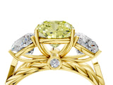 Yellow gold Three-Stone Fancy Yellow Cushion Cut Diamond Braided Band Ring with Four-Prong Setting_41