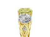 Yellow gold Three-Stone Fancy Yellow Cushion Cut Diamond Braided Band Ring with Four-Prong Setting_42
