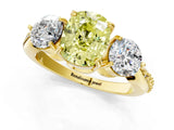 Yellow gold Three-Stone Fancy Yellow Cushion Cut Diamond Channel Set Engagement Ring with Prong Setting_13
