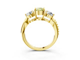 Yellow gold Three-Stone Fancy Yellow Cushion Cut Diamond Channel Set Engagement Ring with Prong Setting_15