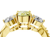 Yellow gold Three-Stone Fancy Yellow Cushion Cut Diamond Channel Set Engagement Ring with Prong Setting_16