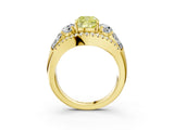 Yellow gold Three-Stone Fancy Yellow Cushion Cut Diamond Engagement Ring with Pave Band and Prong Setting_15