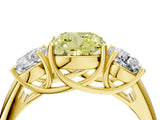 Yellow gold Three-Stone Fancy Yellow Cushion Cut Diamond Engagement Ring with Prong Setting_7