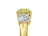Yellow gold Three-Stone Fancy Yellow Cushion Cut Diamond Engagement Ring with Prong Setting_8
