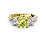 Yellow gold Three-Stone Fancy Yellow Cushion  Cut Diamond Pavé Band with Four-Prong Setting_28