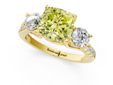 Yellow gold Three-Stone Fancy Yellow Cushion  Cut Diamond Pavé Band with Four-Prong Setting_29