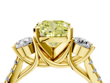Yellow gold Three-Stone Fancy Yellow Cushion  Cut Diamond Pavé Band with Four-Prong Setting_32