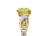 Yellow gold Three-Stone Fancy Yellow Cushion  Cut Diamond Pavé Band with Four-Prong Setting_33