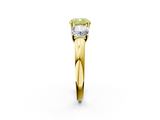 Yellow gold Three-Stone Fancy Yellow Cushion  Cut Diamond Ring with Channel-Set Band and Four-Prong Setting_68