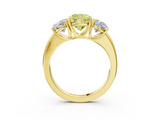 Yellow gold Three-Stone Fancy Yellow Cushion  Cut Diamond Ring with Channel-Set Band and Four-Prong Setting_69