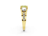 Yellow gold Three-Stone Fancy Yellow Cushion  Cut Diamond Ring with Channel-Set Band and Four-Prong Setting_70