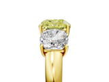 Yellow gold Three-Stone Fancy Yellow Cushion  Cut Diamond Ring with Channel-Set Band and Four-Prong Setting_71