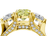 Yellow gold Three-Stone Fancy Yellow Cushion  Cut Diamond Ring with Channel-Set Band and Four-Prong Setting_72