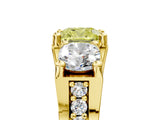 Yellow gold Three-Stone Fancy Yellow Cushion  Cut Diamond Ring with Channel-Set Band and Four-Prong Setting_73