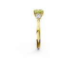 Yellow gold Three-Stone Fancy Yellow Cushion  Cut Diamond Ring with Pear Side Stones in Four-Prong Setting_111