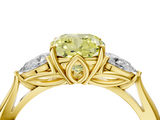 Yellow gold Three-Stone Fancy Yellow Cushion  Cut Diamond Ring with Pear Side Stones in Four-Prong Setting_113