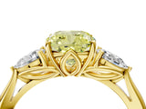 Yellow gold Three-Stone Fancy Yellow Cushion Cut Diamond Ring with Pear  Side Stones in Four-Prong Setting_16