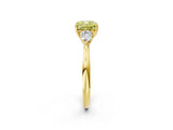 Yellow gold Three-Stone Fancy Yellow Cushion Cut Diamond Ring with Pear  Side Stones in Four-Prong Setting_50
