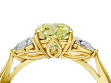 Yellow gold Three-Stone Fancy Yellow Cushion Cut Diamond Ring with Pear  Side Stones in Four-Prong Setting_52