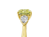 Yellow gold Three-Stone Fancy Yellow Cushion Cut Diamond Ring with Pear  Side Stones in Four-Prong Setting_53