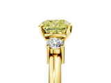 Yellow gold Three-Stone Fancy Yellow Cushion  Cut Diamond Solitaire with Prong Setting and Classic Band_30