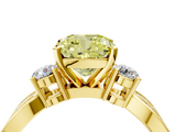 Yellow gold Three-Stone Fancy Yellow Cushion  Cut Diamond Twist Band with Prong Setting_41