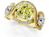 Yellow gold Three-Stone Fancy Yellow Cushion Cut Diamond Wave Pave Band with Prong Setting_1