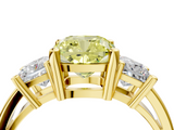 Yellow gold Three-Stone Fancy Yellow Cushion  Cut Solitaire Ring with Prong Setting_7