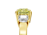Yellow gold Three-Stone Fancy Yellow Cushion  Cut Solitaire Ring with Prong Setting_8
